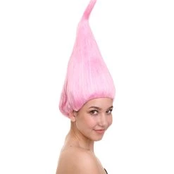 HPO Unisex Dwarf Wig | Neon Pink Tall Wig | Premium Breathable Capless Cap Women's