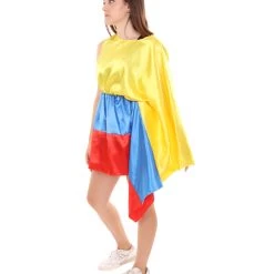 FLAGWIGS Adult Women's Celebratory Colombian Flag Dress Costume | Patriotic Cosplay Costume