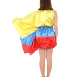 FLAGWIGS Adult Women's Celebratory Colombian Flag Dress Costume | Patriotic Cosplay Costume