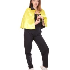 HPO Adult Women's Vampire Cape Costume | Gold & Black Halloween Costume