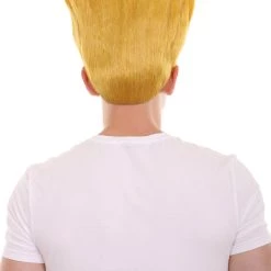 HPO Men's Fighter Game | Mens Short Length Electric Yellow Straight Spiked Cosplay Wig