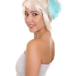 HPO Women's Multi Color Straight Short Pigtail Wig | Premium Breathable Capless Cap