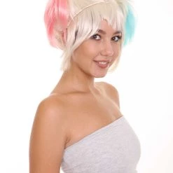 HPO Women's Multi Color Straight Short Pigtail Wig | Premium Breathable Capless Cap