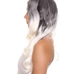 HPO Men's Dolly Womens Wig | Black/White Two-Toned Wig | Premium Breathable Capless Cap