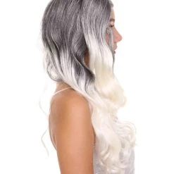 HPO Men's Dolly Womens Wig | Black/White Two-Toned Wig | Premium Breathable Capless Cap