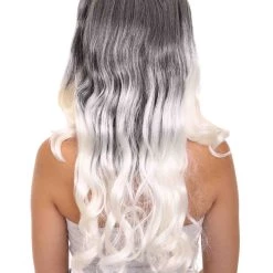 HPO Men's Dolly Womens Wig | Black/White Two-Toned Wig | Premium Breathable Capless Cap