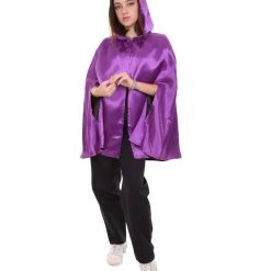 HPO Adult Women's Reversible Hooded Short Cape Costume | Multiple Color Option Halloween Costume