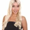 HPO Women's Medium Length Blonde Make Up Artist Wig - Long Blonde Hair With Dark Roots - Capless Cap Design