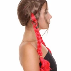 HPO Men's Briaded Womens Wig | Brown Red Cosplay Halloween Wig | Premium Breathable Capless Cap