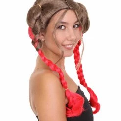 HPO Men's Briaded Womens Wig | Brown Red Cosplay Halloween Wig | Premium Breathable Capless Cap