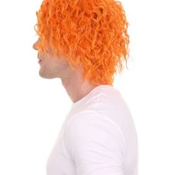HPO Men Curly Short Orange Wig | Premium Breathable Capless Cap Men's