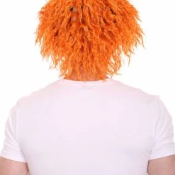 HPO Men Curly Short Orange Wig | Premium Breathable Capless Cap Men's