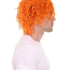 HPO Men Curly Short Orange Wig | Premium Breathable Capless Cap Men's