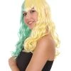HPO Womens Clown Girl Wig | Two Toned Yellow Green Wig | Premium Breathable Capless Cap