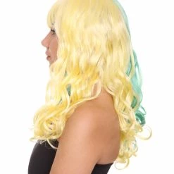 HPO Womens Clown Girl Wig | Two Toned Yellow Green Wig | Premium Breathable Capless Cap