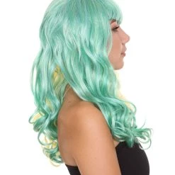 HPO Womens Clown Girl Wig | Two Toned Yellow Green Wig | Premium Breathable Capless Cap