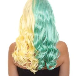 HPO Womens Clown Girl Wig | Two Toned Yellow Green Wig | Premium Breathable Capless Cap