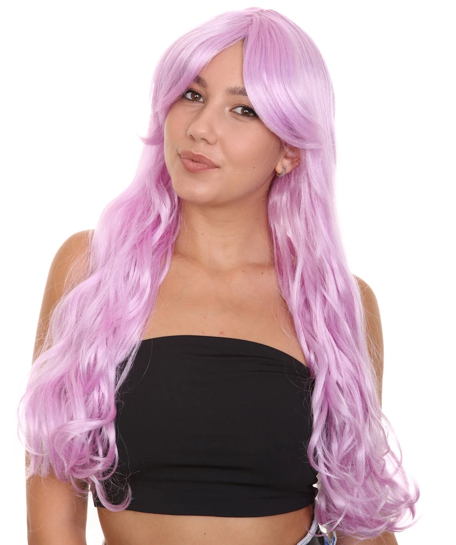 HPO Long Curly Wig | Women's Purple Wig | Premium Breathable Capless Cap