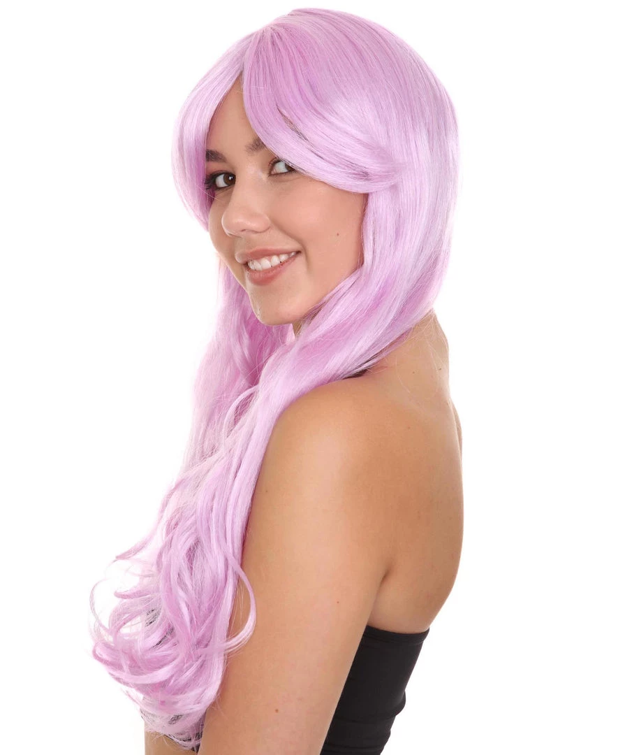 HPO Long Curly Wig | Women's Purple Wig | Premium Breathable Capless Cap