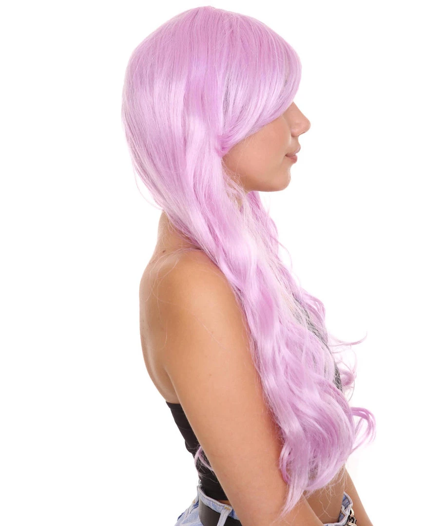 HPO Long Curly Wig | Women's Purple Wig | Premium Breathable Capless Cap