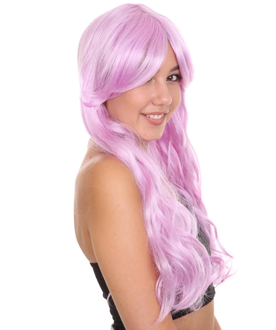HPO Long Curly Wig | Women's Purple Wig | Premium Breathable Capless Cap