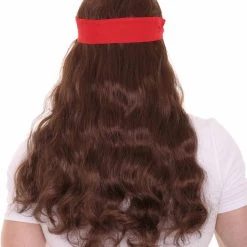 HPO Mens Pirate Wig And Moustache | Brown Long Wig | Premium Breathable Capless Cap Men's