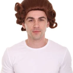 HPO Colonial Mens Judge Wigs | Brown Historical Wig | Premium Breathable Capless Cap