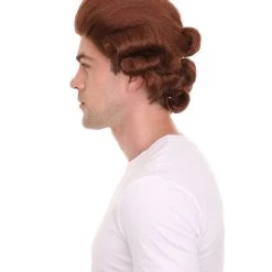 HPO Colonial Mens Judge Wigs | Brown Historical Wig | Premium Breathable Capless Cap