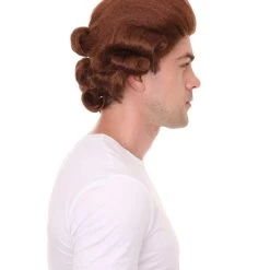 HPO Colonial Mens Judge Wigs | Brown Historical Wig | Premium Breathable Capless Cap