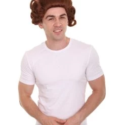 HPO Colonial Mens Judge Wigs | Brown Historical Wig | Premium Breathable Capless Cap