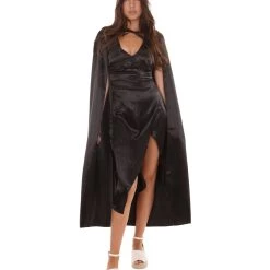HPO Adult Women's Costume For Cosplay Game Of Thrones Dragon Queen Black Dress With Cloak