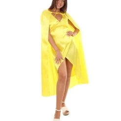 HPO Adult Women's Costume For Cosplay Game Of Thrones Dragon Queen Yellow Dress With Cloak