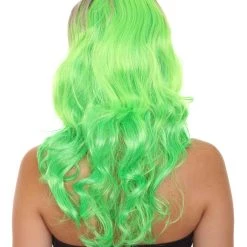 HPO Women's Long Wavy Ombre Green Womens Wig | Fancy Party Event Ready Halloween Wig | Premium Breathable Capless Cap