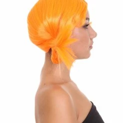 HPO Famous Braid Womens Wig | Neon Orange Braided Fancy Cosplay Halloween Wig | Premium Breathable Capless Cap Men's