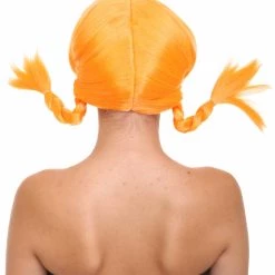 HPO Famous Braid Womens Wig | Neon Orange Braided Fancy Cosplay Halloween Wig | Premium Breathable Capless Cap Men's