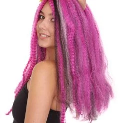 HPO Men's Monster Womens Wig | Purple Curly Long Wig | Premium Breathable Capless Cap