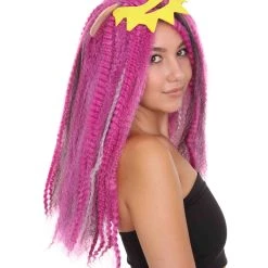 HPO Men's Monster Womens Wig | Purple Curly Long Wig | Premium Breathable Capless Cap
