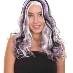 HPO Men's Long Curly Purple Ombre Womens Wig | Stage Event Party Ready Colorful Wig | Premium Breathable Capless Cap