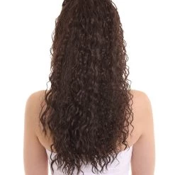 HPO Womens Adult Princess Curly Wig | Brown TV/Movie Wigs | Premium Breathable Capless Cap