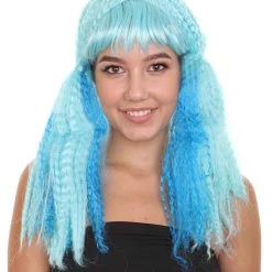 HPO Blue Mix Color Doll Womens Wig | Long Cosplay Halloween Wig | Premium Breathable Capless Cap Women's