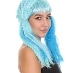 HPO Blue Mix Color Doll Womens Wig | Long Cosplay Halloween Wig | Premium Breathable Capless Cap Women's