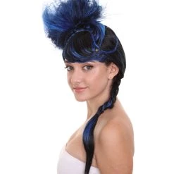 HPO Women's Navy Blue Braided Cosplay Womens Wig | TV/Movie Fancy Cosplay Halloween Wig | Premium Breathable Capless Cap