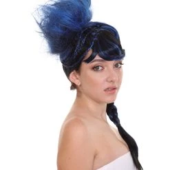 HPO Women's Navy Blue Braided Cosplay Womens Wig | TV/Movie Fancy Cosplay Halloween Wig | Premium Breathable Capless Cap