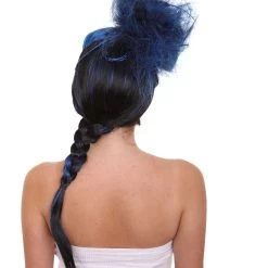 HPO Women's Navy Blue Braided Cosplay Womens Wig | TV/Movie Fancy Cosplay Halloween Wig | Premium Breathable Capless Cap