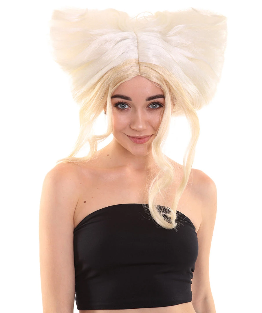 HPO Womens Drag Princess Wig | White & Blonde Celebrity Wigs | Premium Breathable Capless Cap
