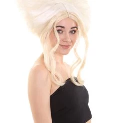 HPO Womens Drag Princess Wig | White & Blonde Celebrity Wigs | Premium Breathable Capless Cap