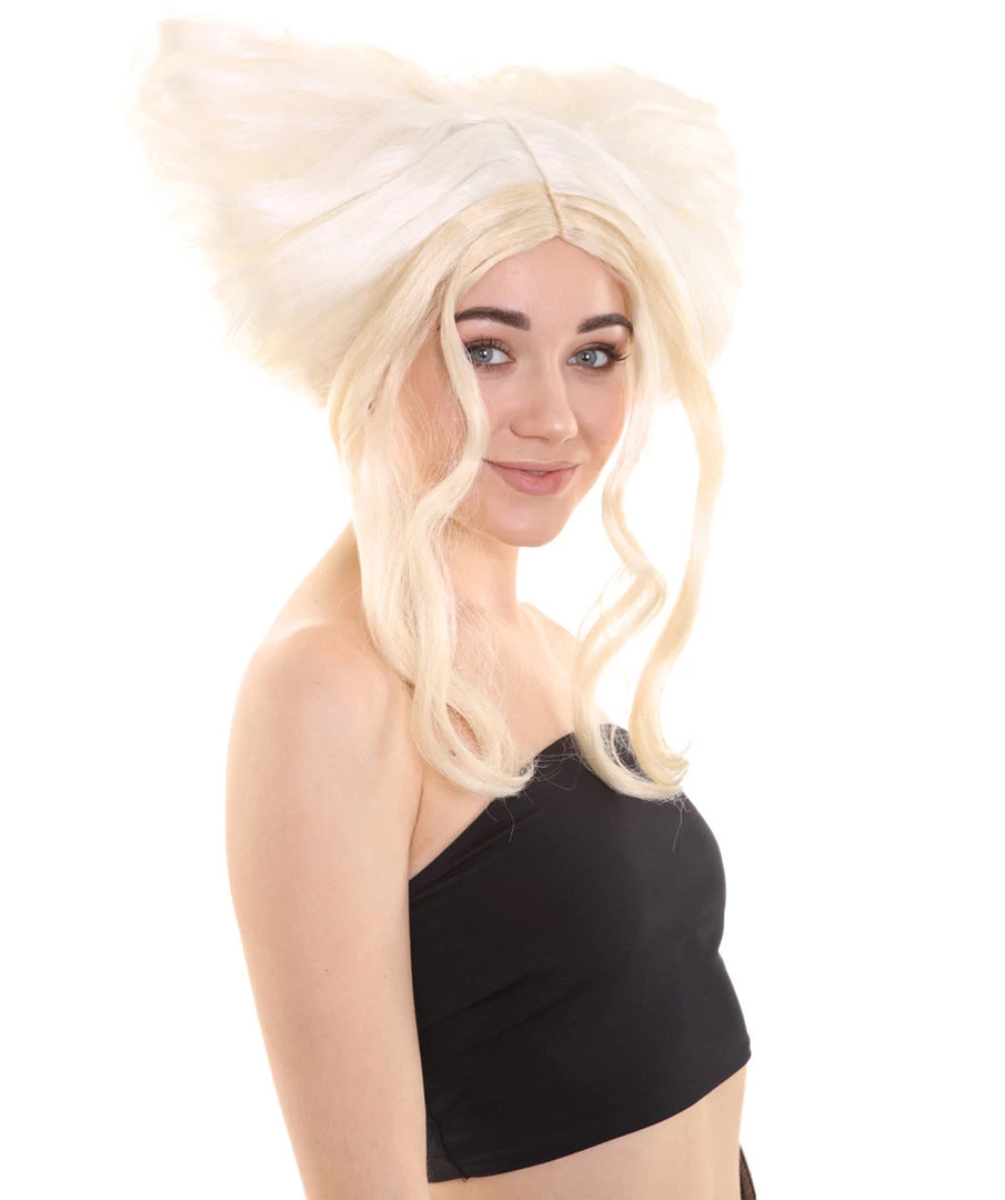 HPO Womens Drag Princess Wig | White & Blonde Celebrity Wigs | Premium Breathable Capless Cap