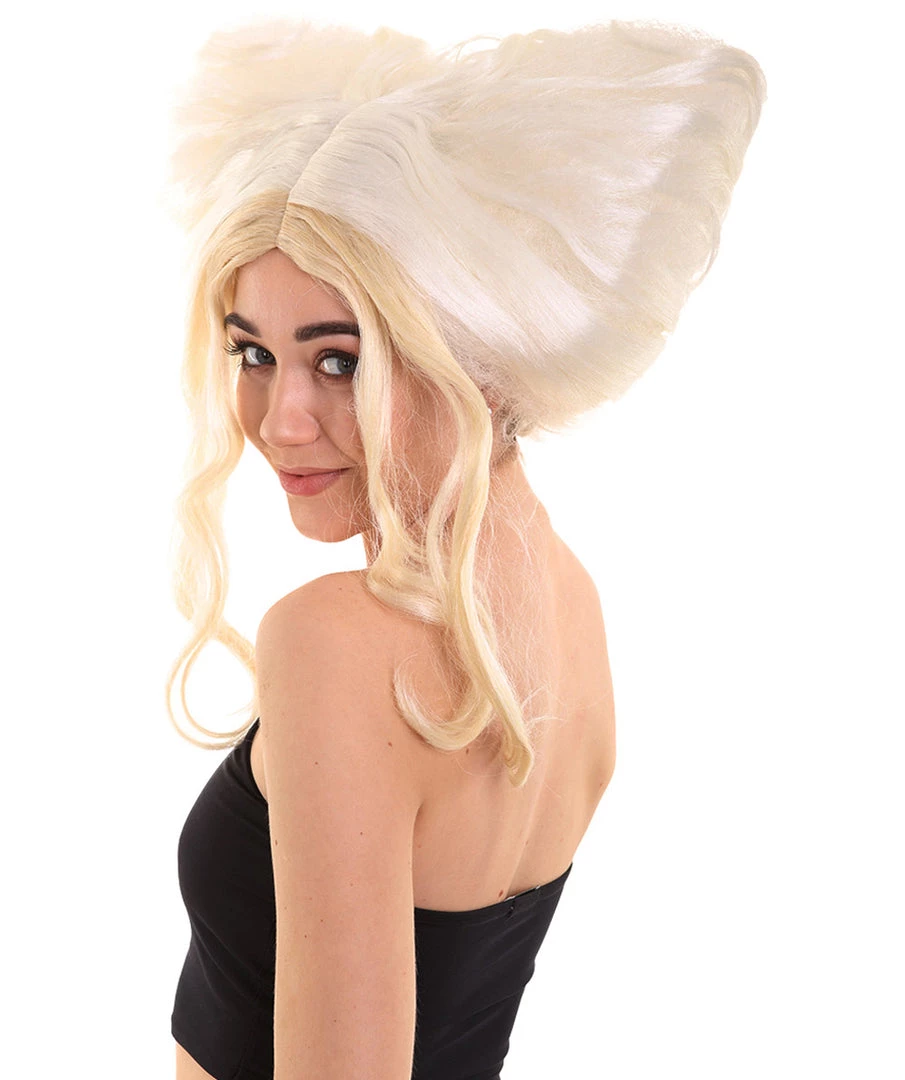 HPO Womens Drag Princess Wig | White & Blonde Celebrity Wigs | Premium Breathable Capless Cap