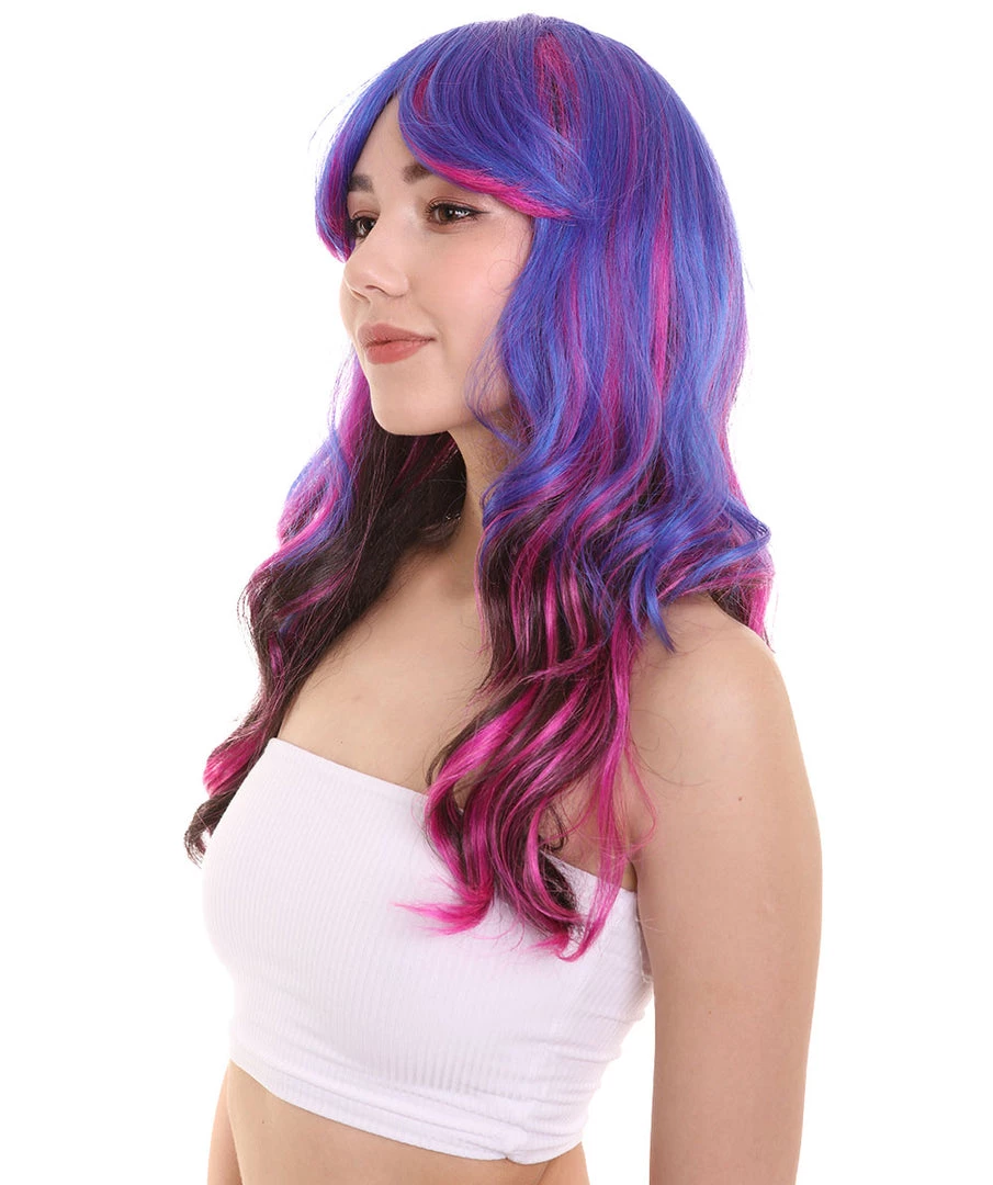 HPO Women's Womens Fantasy Long Wavy Wig | Colorful Wigs | Premium Breathable Capless Cap