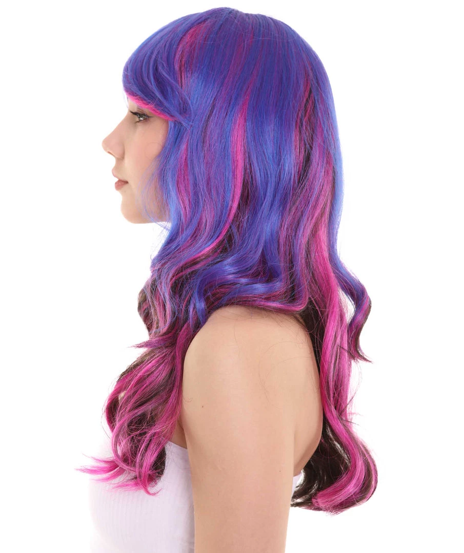 HPO Women's Womens Fantasy Long Wavy Wig | Colorful Wigs | Premium Breathable Capless Cap